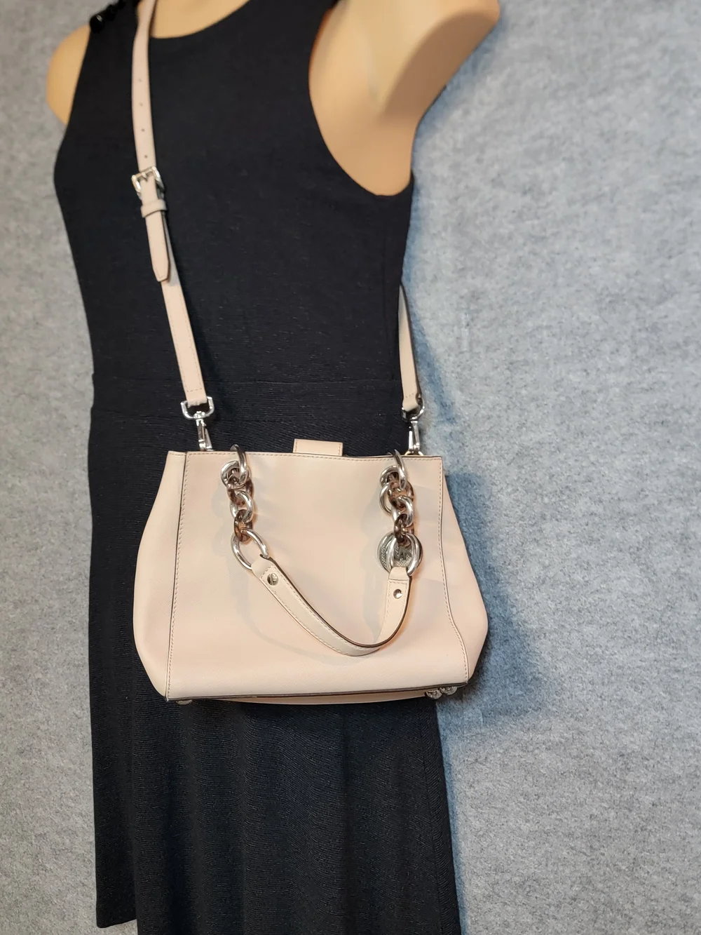 Michael Kors Cynthia Mini Satchel In Blush And Silver